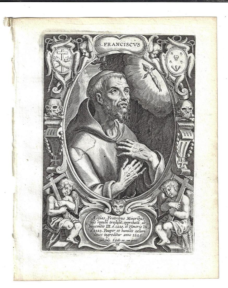 1634 Fine Engraving of Saint Francis by Galle (1 of 1)