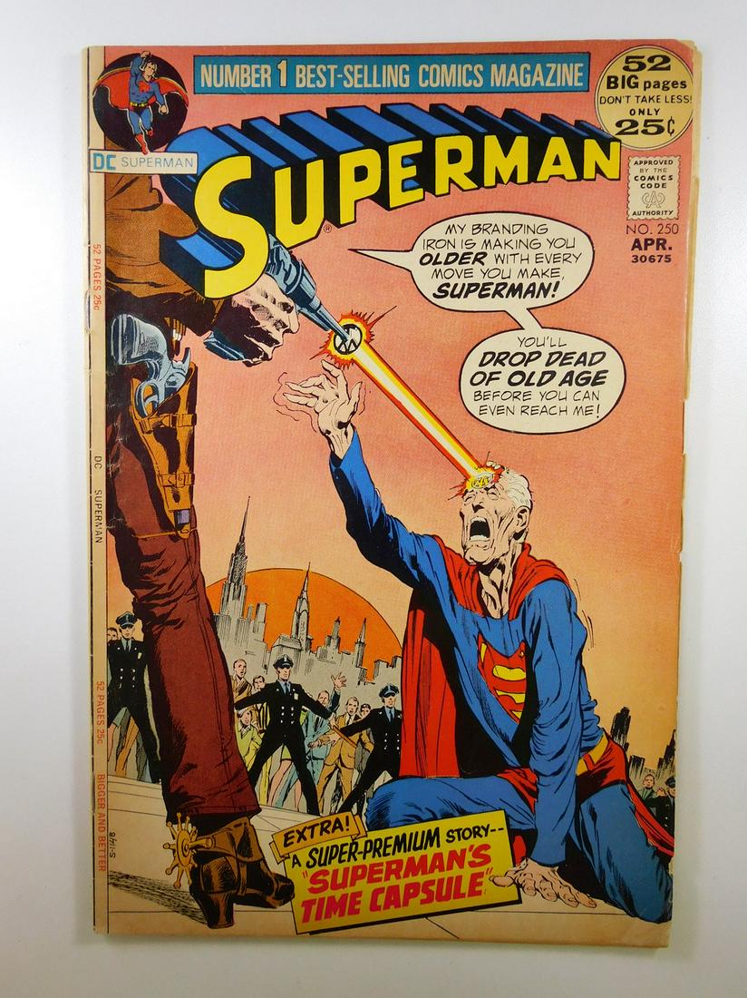 Superman #250: No Reserve! Superman #250. VG/FN Shipping: Individual Comics: Flat-rate of $9.99 (1-8 comics) or $19.99 (9+ comics) to anywhere within the contiguous U.S. International: Foreign shipping rates are det