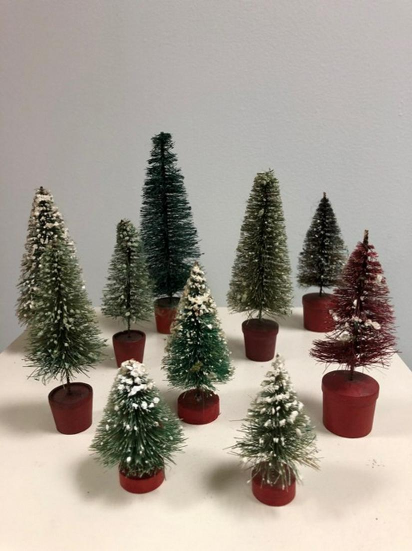 TEN (10) EARLY CHRISTMAS TREES IN FLOWER POT BASES (1 of 1)