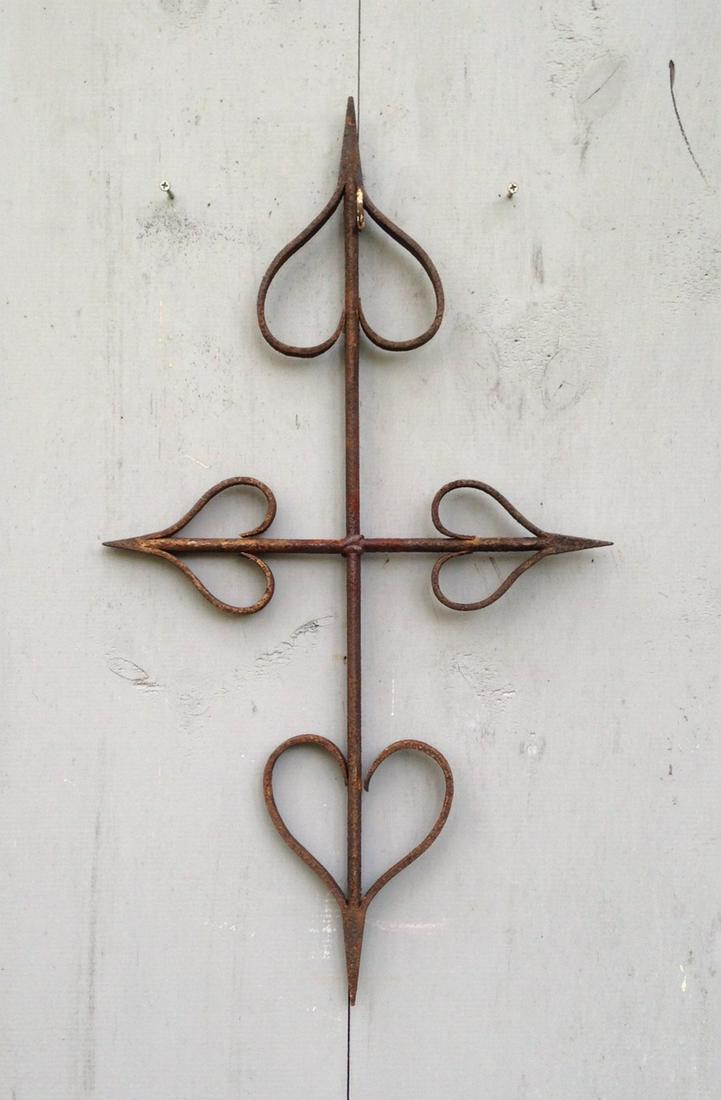 Early 1800's hand forged iron hearts unit from a (1 of 5)