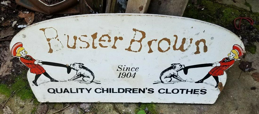Buster brown shoes sign graphics painted on board (1 of 3)