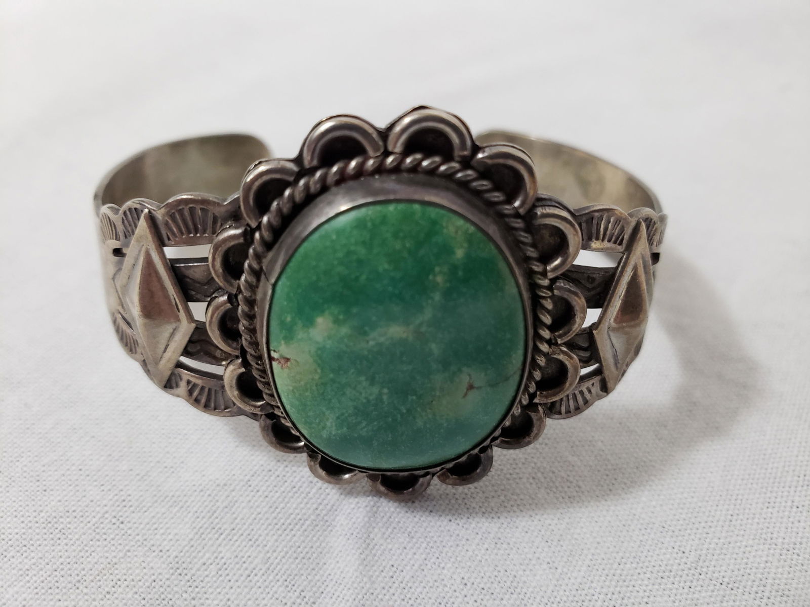 Navajo turquoise and silver bracelet ca 1940's (1 of 8)
