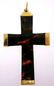 18k Yellow Gold Onyx Cross Pendant
