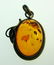 Amber Oxidized Sterling Silver Oval Pendant - 3