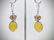 925 SS Monkey Designed Earrings w Yellow Jade & Golden