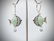 Angel Fish Designed Earrings w Jade, Aquamarine,