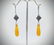 Dangly Yellow Jade Drop Earrings w Melanite
