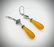 Dangly Yellow Jade Drop Earrings w Melanite - 2