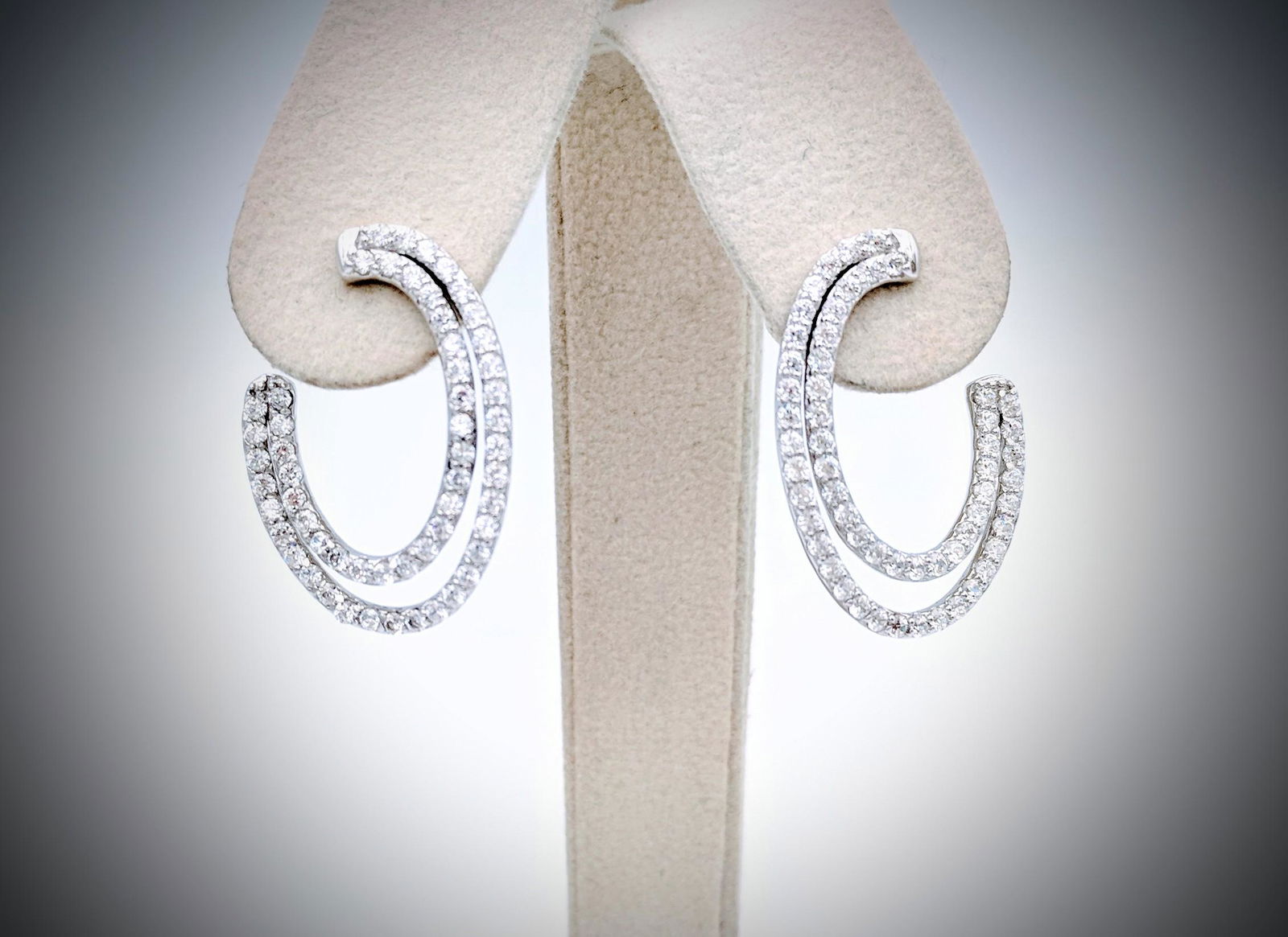 Sterling Silver Double Stranded CZ Earrings (1 of 3)