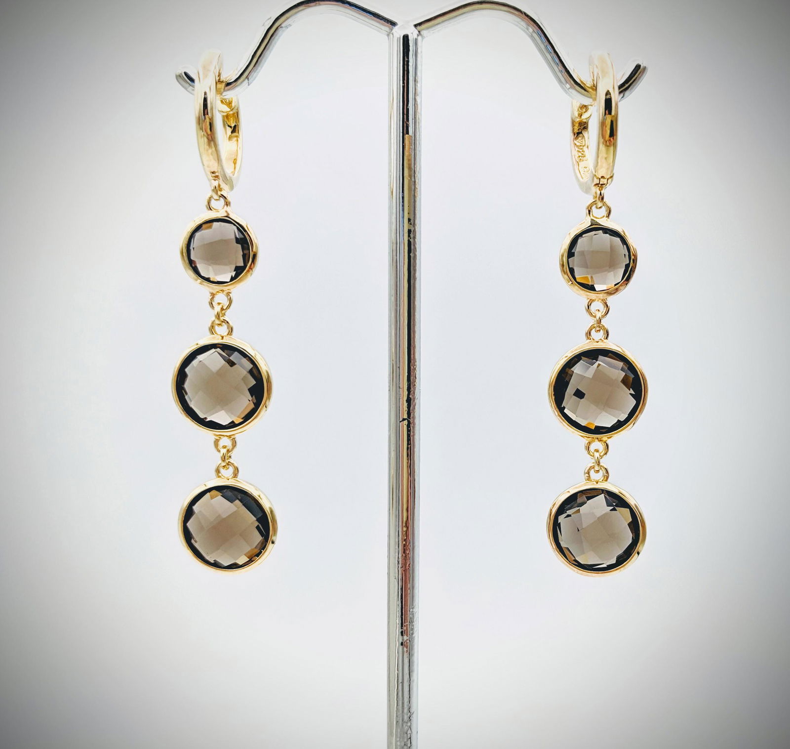 Triple Drop Smoky Quartz Earrings (1 of 2)
