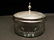 Glass Victorian Powder Jar w Ornate Silver Lid