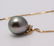 18 kt. Yellow Gold - 8x9mm Peacock Tahitian Pearl Drop - 2
