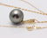 14 kt. Yellow Gold - 12x13mm Round Tahitian Pearl - - 5