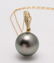 14 kt. Yellow Gold - 12x13mm Round Tahitian Pearl - - 7