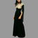 Vtg Embellished Cape sleeve maxi dress illusion plunge