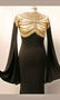 Vtg Embellished Cape sleeve maxi dress illusion plunge - 2