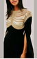 Vtg Embellished Cape sleeve maxi dress illusion plunge - 4