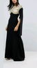 Vtg Embellished Cape sleeve maxi dress illusion plunge - 6