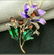 Pendant Brooch gorgeous Flower lilac purple Enamel and - 5