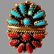 Signed DJ American Indian Zuni Cluster Ring Sterling