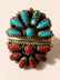 Signed DJ American Indian Zuni Cluster Ring Sterling - 2