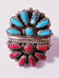 Signed DJ American Indian Zuni Cluster Ring Sterling - 7