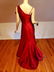 Rose Taft silk Couture Red Asymmetric bow neck formal - 10