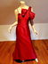 Rose Taft silk Couture Red Asymmetric bow neck formal - 3