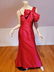 Rose Taft silk Couture Red Asymmetric bow neck formal - 4