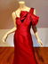 Rose Taft silk Couture Red Asymmetric bow neck formal - 5