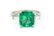 Estate Platinum Diamond and Colombian Emerald Ring