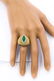 Contemporary Yellow Gold Diamond and Jade Ring - 2