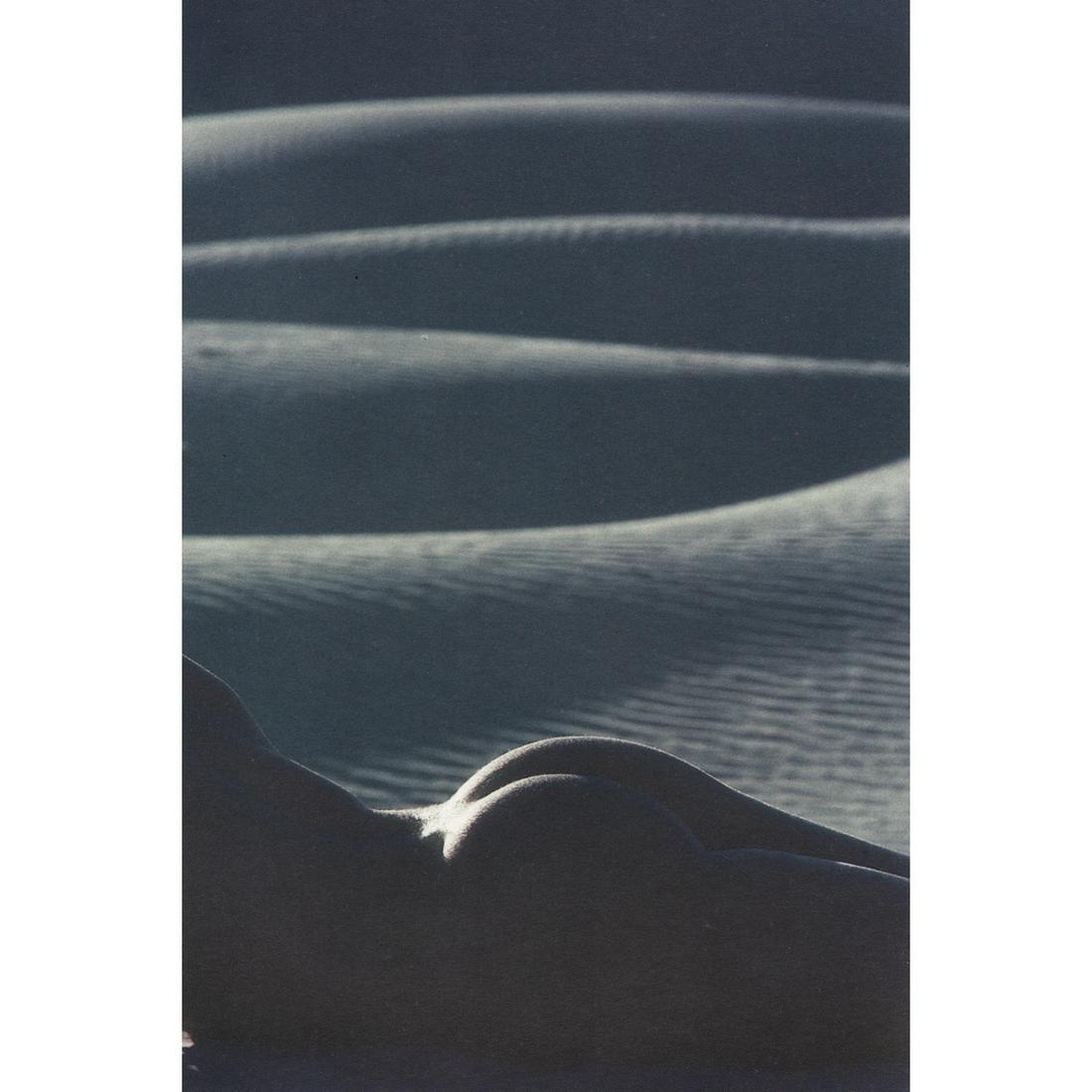 LUCIEN CLERGUE - Nude, Sand Dunes, Death Valley: Artist: LUCIEN CLERGUE Print Title: Nude, Sand Dunes, Death Valley Medium: Color Photo-lithograp Printing Date: 1980's Printed in France Image Size: 7 X 4.75 inches Lucien Clergue (1934- 2014) was a F