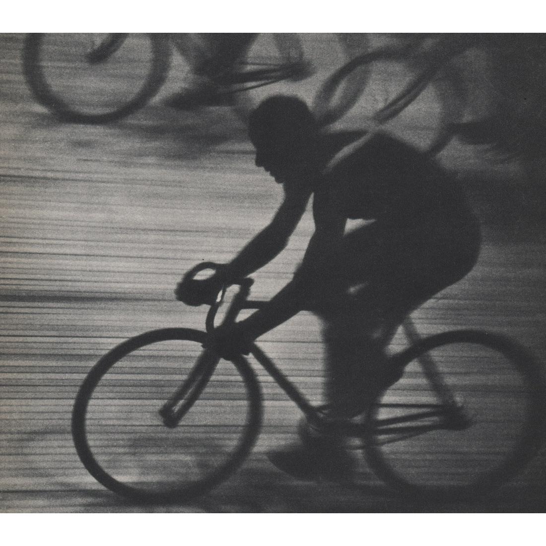 GORDON COSTER - Cyclist: Artist: GORDON COSTER Print Title: Cyclist Medium: Sheet-fed Gravure Printing Date: 1930's Printed in the USA Image size approx. 7 x 8 inches Gordon Coster (1907-1988) was an American original who led