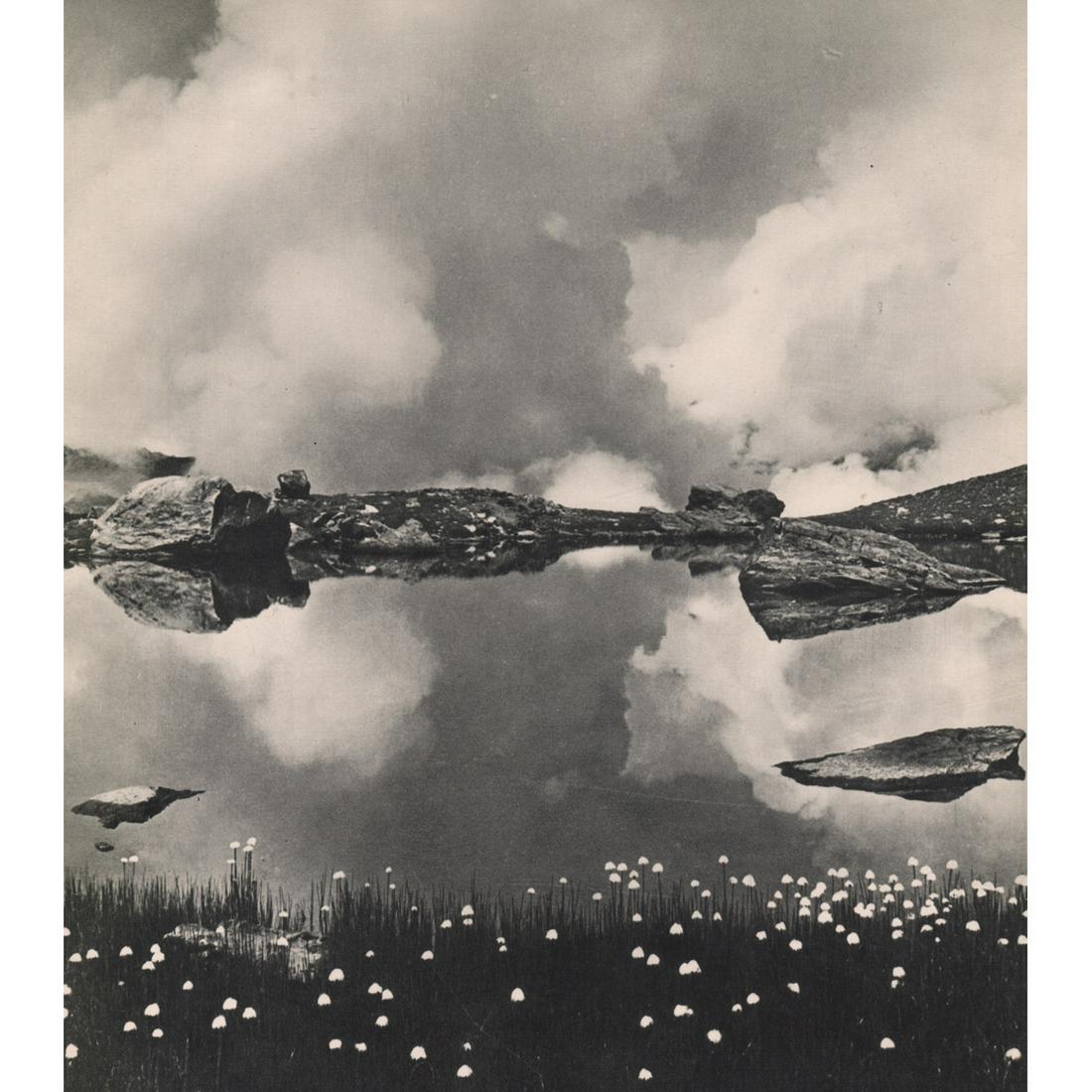 GRETE POPPER - Mountain Lake in Switzerland: Artist: GRETE POPPER Print Title: Lac de montagne en Suisse (Mountain Lake in Switzerland) Medium: Sheet-fed Gravure Printing date: 1930's Printed in France Image Size approx: 9.25 X 8 inches Grete Po
