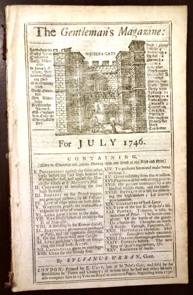 1746 Gentleman's Magazine Scot Rebellion (1 of 3)