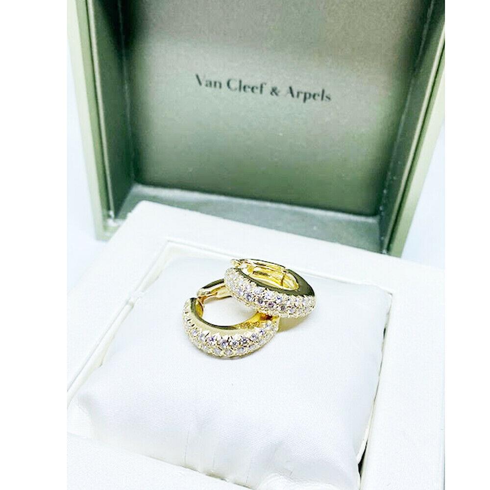 Van Cleef & Arpels Yellow Gold Domed Half-hoop Diamond: Van Cleef & Arpels Yellow Gold 18k Domed Half-hoop Diamond Pave Earrings in Box These beautiful earrings set is a multipurpose piece with a one of a kind look and the luxury and style of Van Cleef & A
