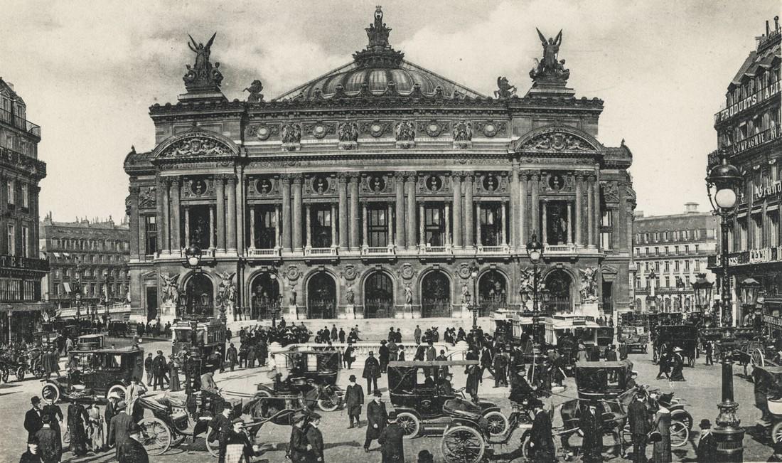 N.D. Phot, L'Opera, Academy of Music, Paris: Artist: N.D. Phot Title: L'Opera, National Academy of Music, Paris Medium: Sheet Fed Gravure, 1905, France Dimensions: 8x4.5" on 9x6.1" sheet Additional Information: Unmounted, Title printed below the