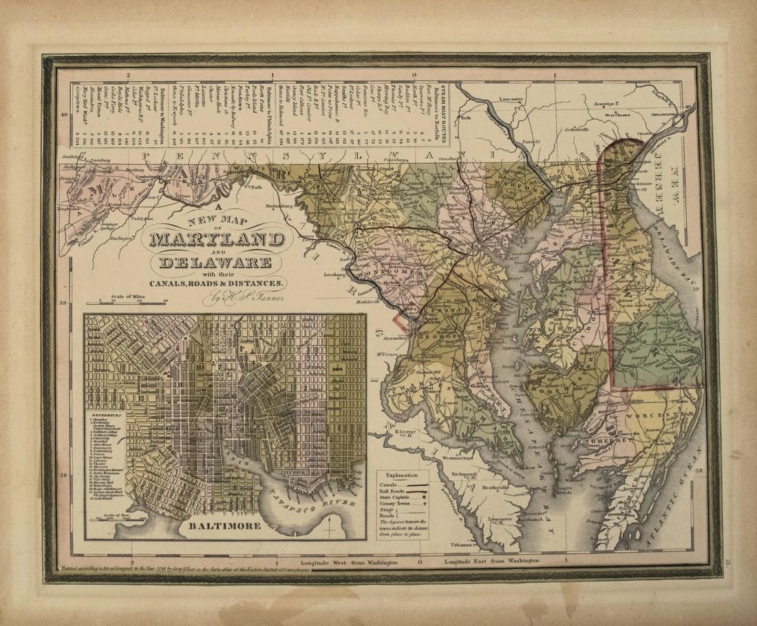 1844 Tanner Map of Maryland and Delaware -- A New Map (1 of 1)