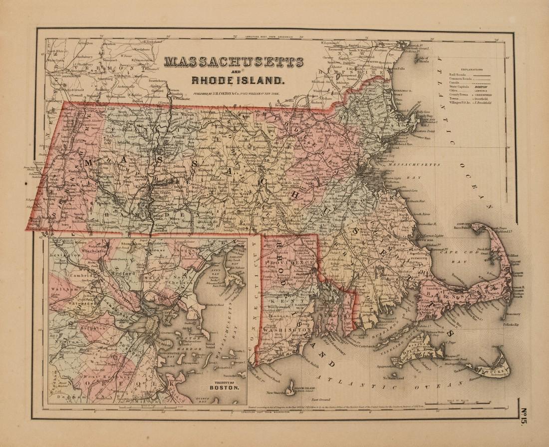 1855 Colton Map of Massachusetts and Rhode Island -- (1 of 1)