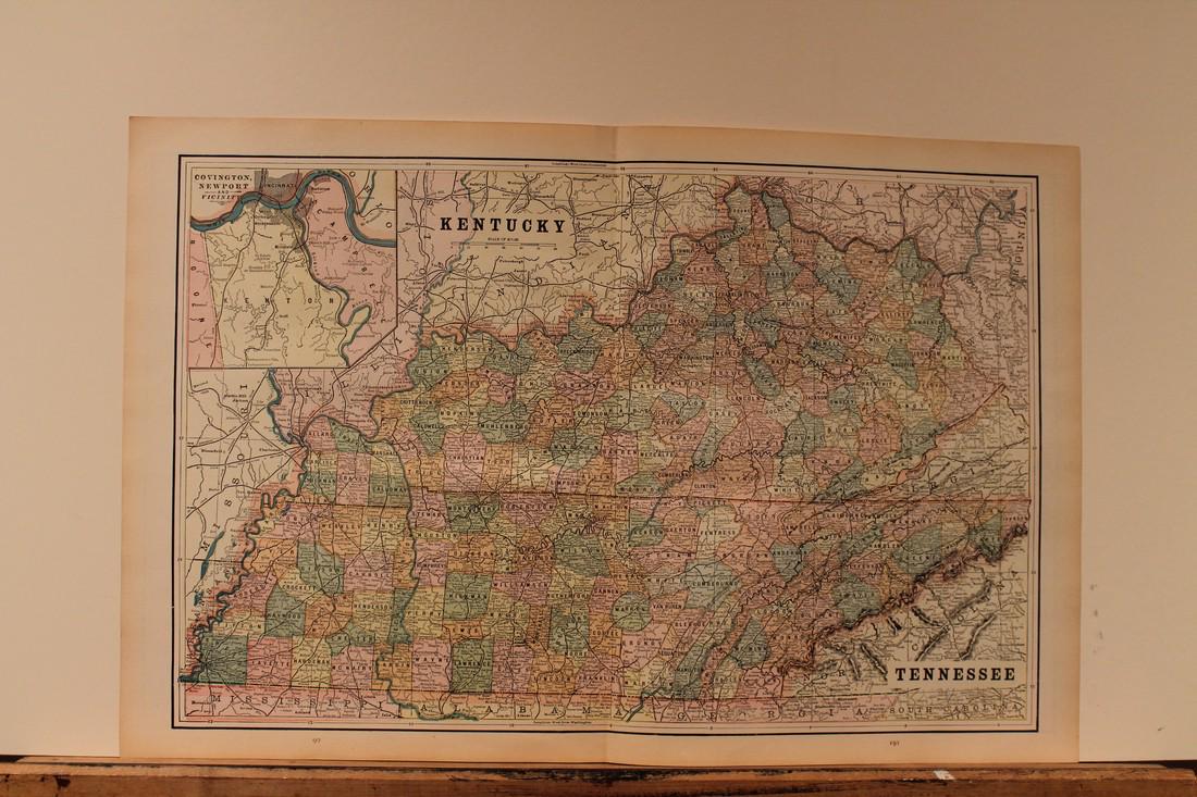 1887 Map of Kentucky and Tennessee (1 of 3)