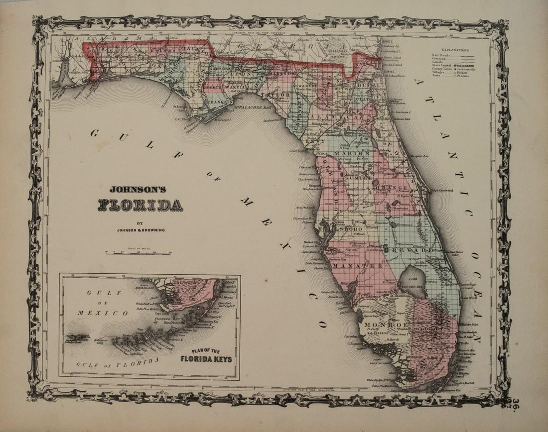 1862 Johnson Map of Florida -- Johnson's Florida (1 of 1)