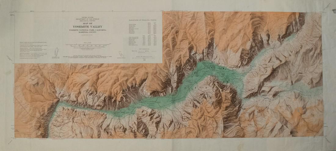 1958 US Geological Survey Map of Yosemite Valley -- Map (1 of 2)