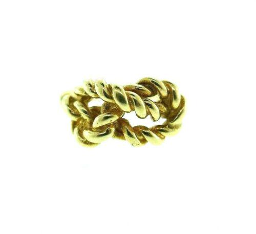 GUCCI Italy 18k Yellow Gold Rope Woven Motif Ring (1 of 1)