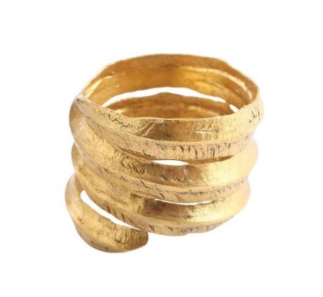 FINE VIKING COIL RING 850-1050 AD JEWELRY SIZE 10 ½: Size 10 1/2. Broadband with raised medial ridge flanked by hand engraved hatched patterns. 3 full coils with another quarter coil overlap. The coil or helix was a favorite form for Vikings, apparently