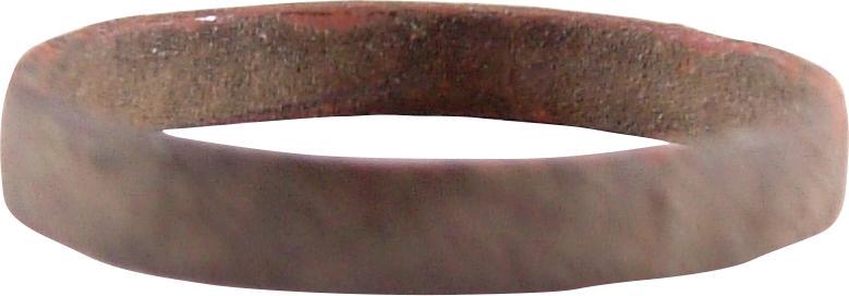 ANCIENT VIKING WEDDING RING, 850-1050 AD JEWELRY SZ 2: No Reserve! Flat face band of 2.3mm width. Size 2 for the small finger as was the custom. Good preservation with uniform light surface encrustation. Vikings exchanged rings on the pommel of the groom�