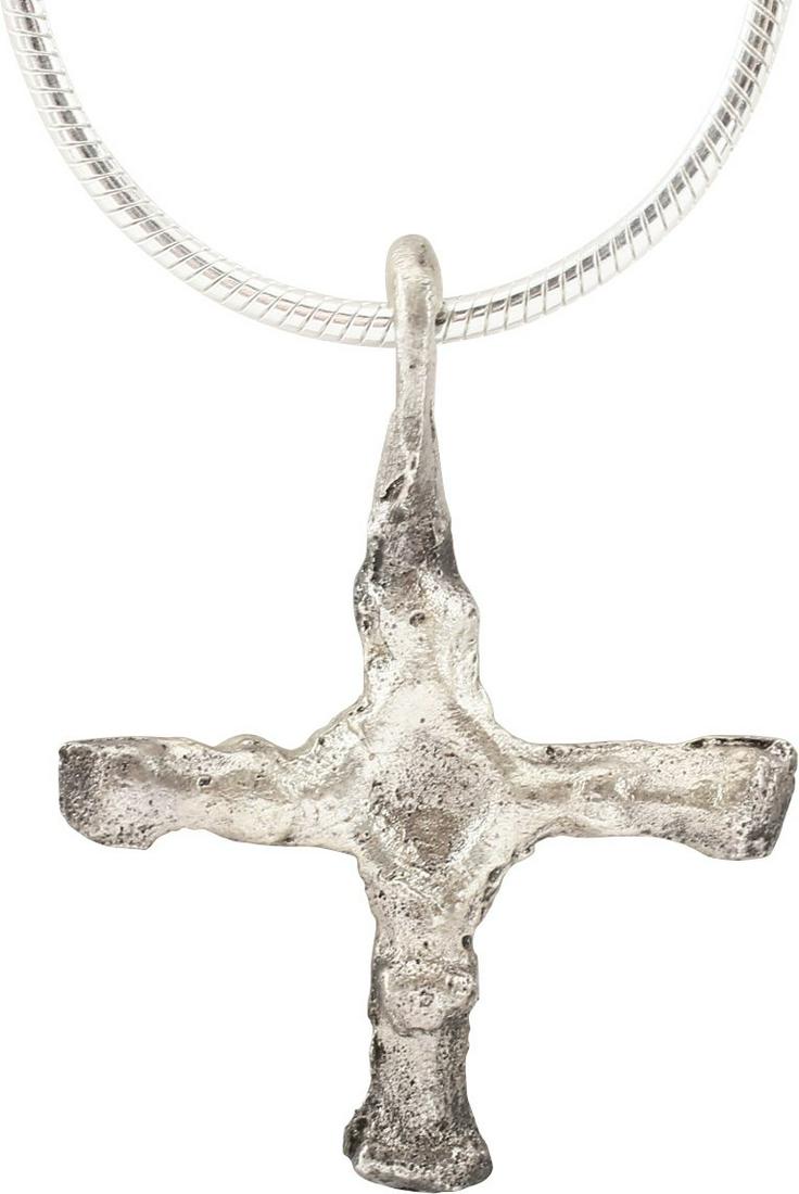 MEDIEVAL CHRISTIAN CROSS NECKLACE C.800-1000 AD: Carolingian, the period of Charlemagne. The emergence from the Dark Ages is embodied in the rise to power of the Frankish King, Charlemagne in 768 (founder of the Holy Roman Empire after 800) followed