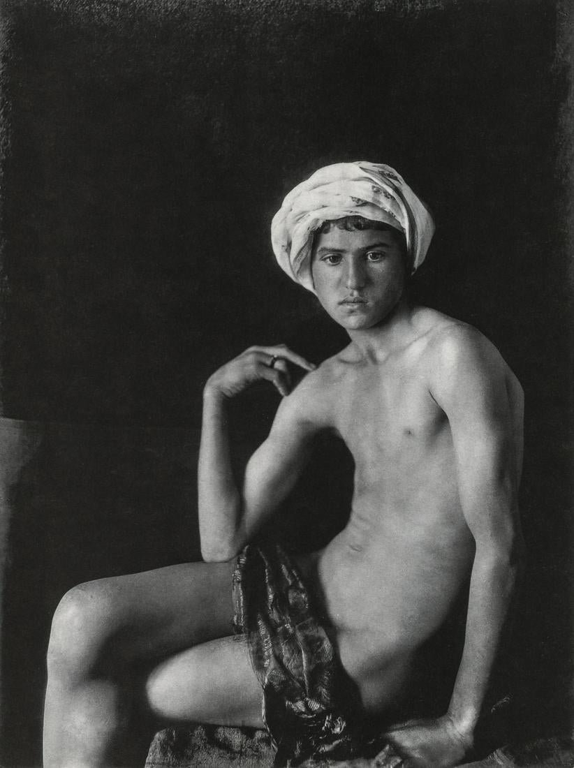 Lehnert & Landrock, Young Arabian Man: Artist: Lehnert & Landrock Title: Young Arabian Man Medium: Photo Litho, 1987, Switzerland Dimensions: 6.6x8.85" Additional Information: Heat Wax Mounted on 11x14" Conservation Board Artist Bio: Lehne