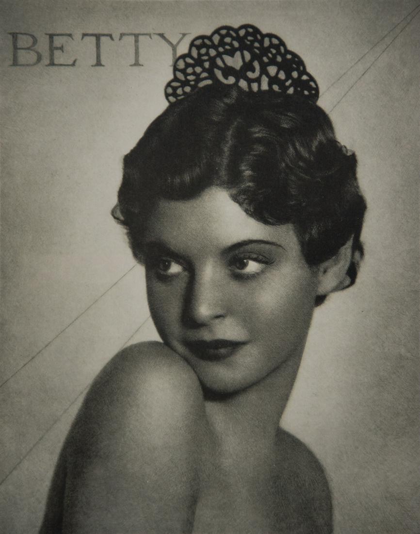 William Mortensen, Betty: Artist: William Mortensen Title: Betty Medium: Sheet Fed Gravure, 1950, USA Dimensions: 5.95x7.55" Additional Information: Heat Wax Mounted on 8.5x11" Conservation Board Artist Bio: William Mortensen 