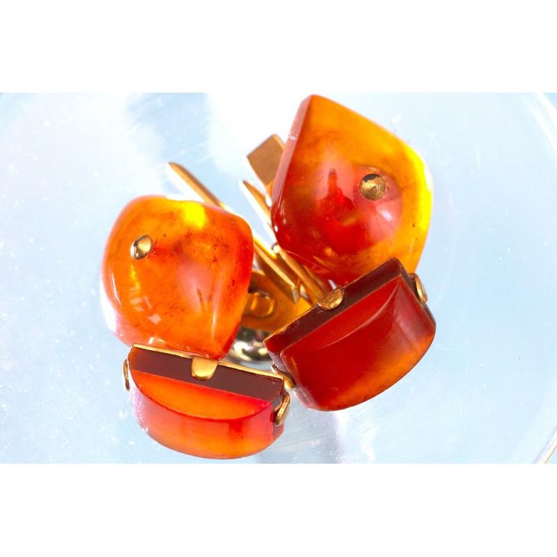 Natural Baltic amber cufflinks, stamped, set of two (1 of 9)